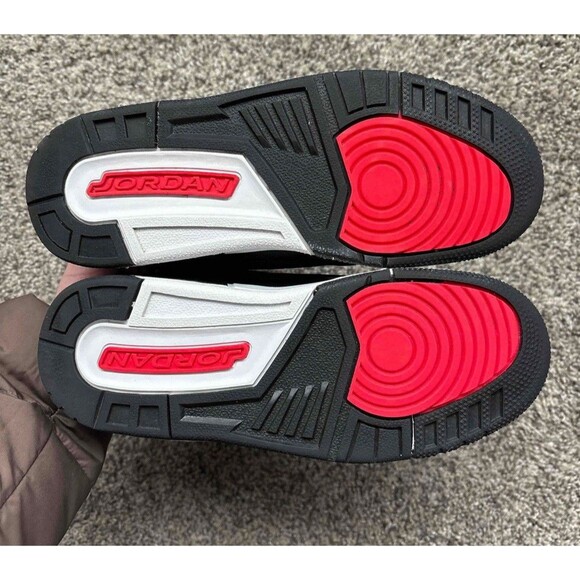 Nike Air Jordan 3 Retro Black Hyper Jade Red Size 5 Youth (Size 6.5 Women's) - Picture 5 of 8